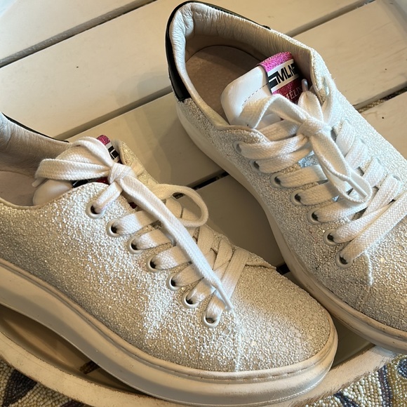 MELINE made in Italy white glitter runners size 36 (US 6) - Picture 8 of 11